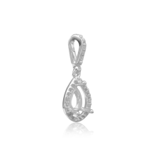 Load image into Gallery viewer, ITI NYC Pear Shape Three Prong Halo Pendant in Sterling Silver (6.00 x 4.00 mm - 12.00 x  8.00 mm)
