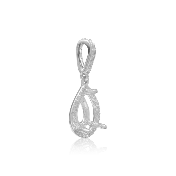 ITI NYC Pear Shape Three Prong Halo Pendant in Sterling Silver (6.00 x 4.00 mm - 12.00 x  8.00 mm)