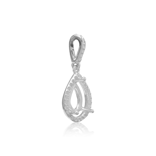ITI NYC Pear Shape Three Prong Halo Pendant in Sterling Silver (6.00 x 4.00 mm - 12.00 x  8.00 mm)