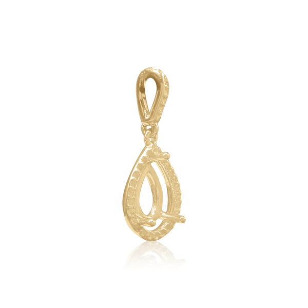 ITI NYC Pear Shape Three Prong Halo Pendant in 14K Gold (6.00 x 4.00 mm - 12.00 x  8.00 mm)