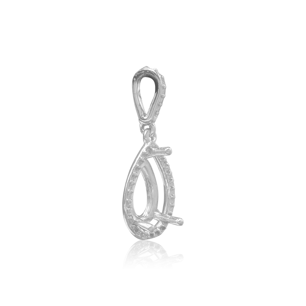 ITI NYC Pear Shape Three Prong Halo Pendant in Sterling Silver (6.00 x 4.00 mm - 12.00 x  8.00 mm)