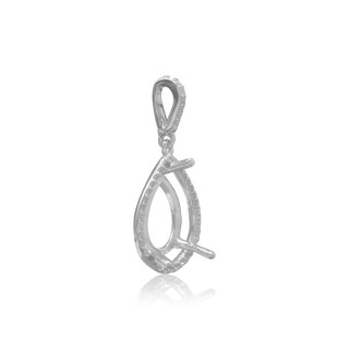 ITI NYC Pear Shape Three Prong Halo Pendant in Sterling Silver (6.00 x 4.00 mm - 12.00 x  8.00 mm)