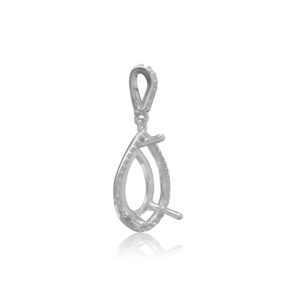 ITI NYC Pear Shape Three Prong Halo Pendant in Sterling Silver (6.00 x 4.00 mm - 12.00 x  8.00 mm)