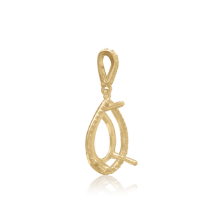 ITI NYC Pear Shape Three Prong Halo Pendant in 14K Gold (6.00 x 4.00 mm - 12.00 x  8.00 mm)