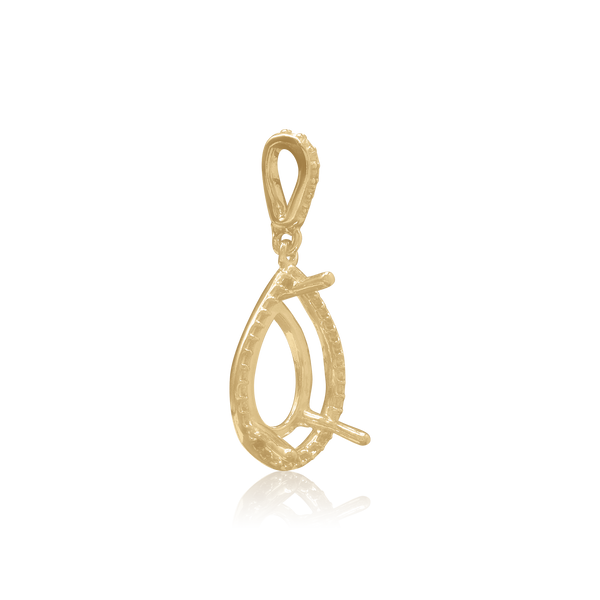 ITI NYC Pear Shape Three Prong Halo Pendant in 14K Gold (6.00 x 4.00 mm - 12.00 x  8.00 mm)