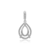 ITI NYC Pear Shape Three Prong Halo Pendant in Sterling Silver (6.00 x 4.00 mm - 12.00 x  8.00 mm)