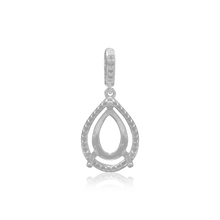 Load image into Gallery viewer, ITI NYC Pear Shape Three Prong Halo Pendant in Sterling Silver (6.00 x 4.00 mm - 12.00 x  8.00 mm)
