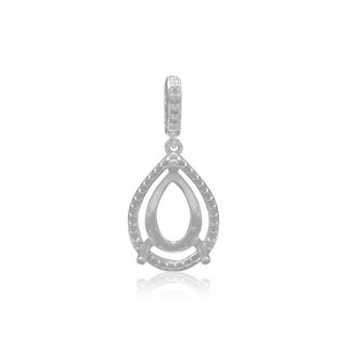 ITI NYC Pear Shape Three Prong Halo Pendant in Sterling Silver (6.00 x 4.00 mm - 12.00 x  8.00 mm)