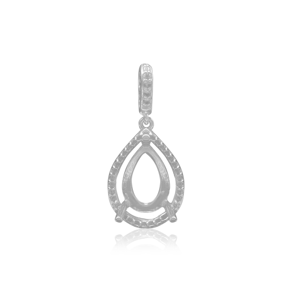 ITI NYC Pear Shape Three Prong Halo Pendant in Sterling Silver (6.00 x 4.00 mm - 12.00 x  8.00 mm)