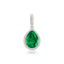 Load image into Gallery viewer, ITI NYC Pear Shape Three Prong Halo Pendant in Sterling Silver (6.00 x 4.00 mm - 12.00 x  8.00 mm)
