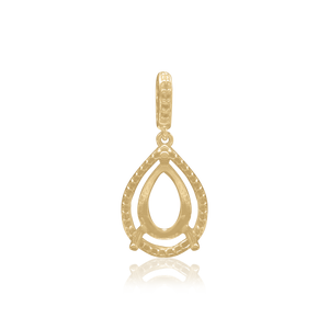 ITI NYC Pear Shape Three Prong Halo Pendant in 14K Gold (6.00 x 4.00 mm - 12.00 x  8.00 mm)