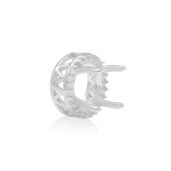 ITI NYC Round Four Prong Double Halo Pendant in Sterling Silver (3.00 mm - 12.20 mm)