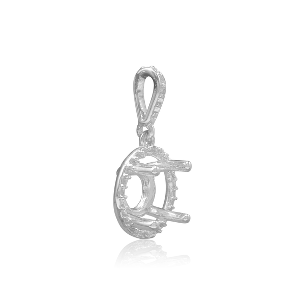 ITI NYC Round Four Prong Halo Pendant in Sterling Silver (4.00 mm - 12.00 mm)