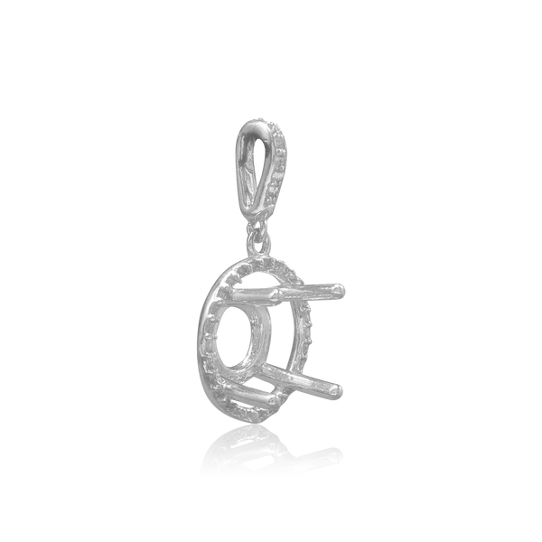 ITI NYC Round Four Prong Halo Pendant in Sterling Silver (4.00 mm - 12.00 mm)