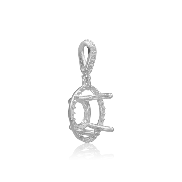 ITI NYC Round Four Prong Halo Pendant in Sterling Silver (4.00 mm - 9.00 mm)