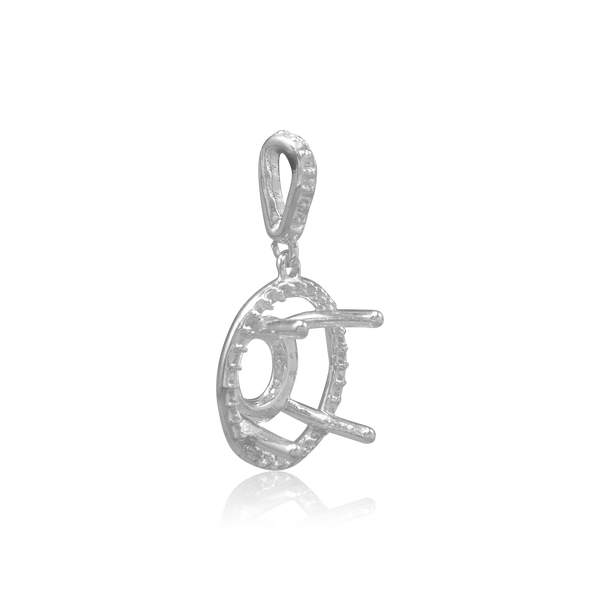 ITI NYC Round Four Prong Halo Pendant in Sterling Silver (4.00 mm - 12.00 mm)