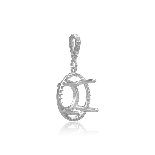 ITI NYC Round Four Prong Halo Pendant in Sterling Silver (4.00 mm - 12.00 mm)