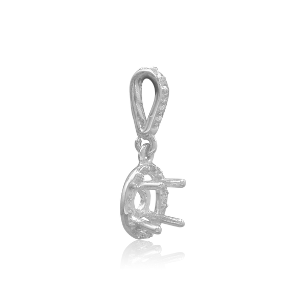 ITI NYC Round Four Prong Halo Pendant in Sterling Silver (4.00 mm - 12.00 mm)