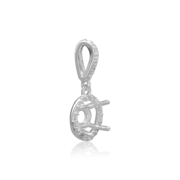 ITI NYC Round Four Prong Halo Pendant in Sterling Silver (4.00 mm - 12.00 mm)