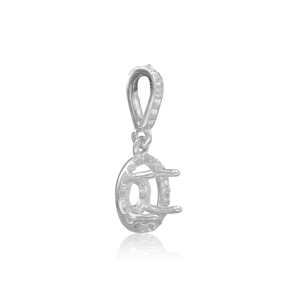 ITI NYC Round Four Prong Halo Pendant in Sterling Silver (4.00 mm - 12.00 mm)