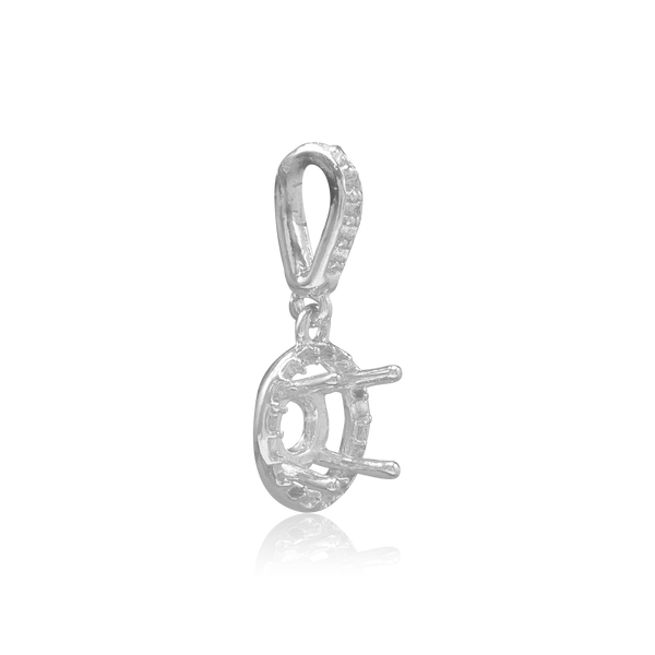 ITI NYC Round Four Prong Halo Pendant in Sterling Silver (4.00 mm - 12.00 mm)