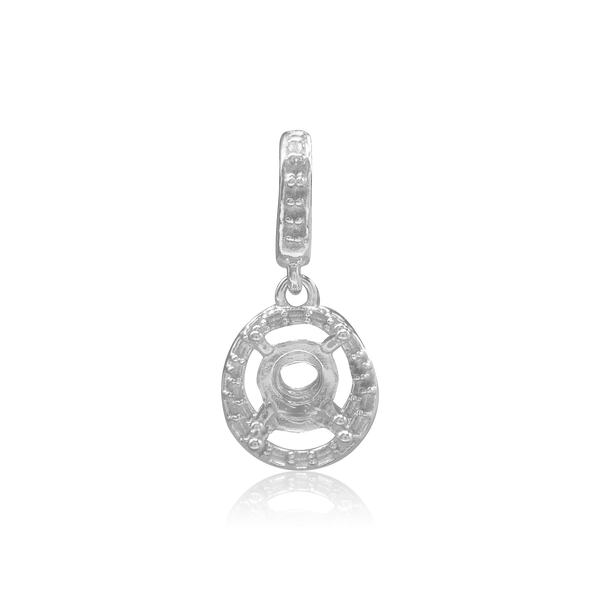 ITI NYC Round Four Prong Halo Pendant in Sterling Silver (4.00 mm - 12.00 mm)