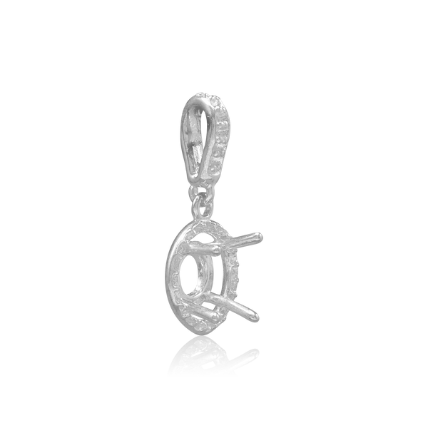ITI NYC Round Four Prong Halo Pendant in Sterling Silver (4.00 mm - 12.00 mm)