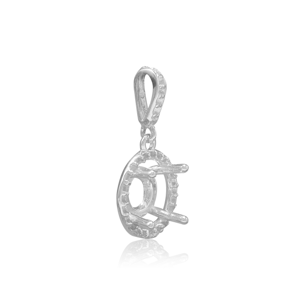 ITI NYC Round Four Prong Halo Pendant in Sterling Silver (4.00 mm - 12.00 mm)