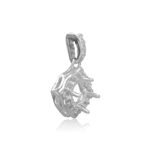 ITI NYC Round Decorative Four Prong Pendant in Sterling Silver (5.20 mm - 12.00 mm)