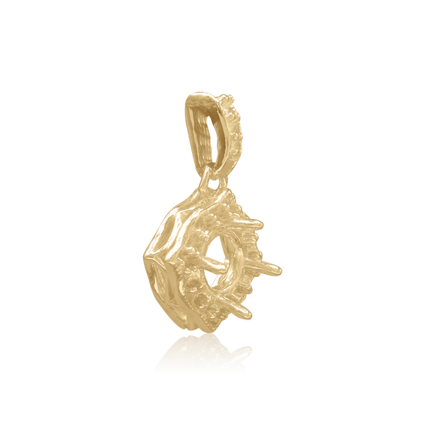 ITI NYC Round Decorative Four Prong Pendant in 14K Gold (5.20 mm - 12.00 mm)