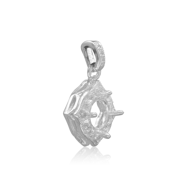 ITI NYC Round Decorative Four Prong Pendant in Sterling Silver (5.20 mm - 12.00 mm)