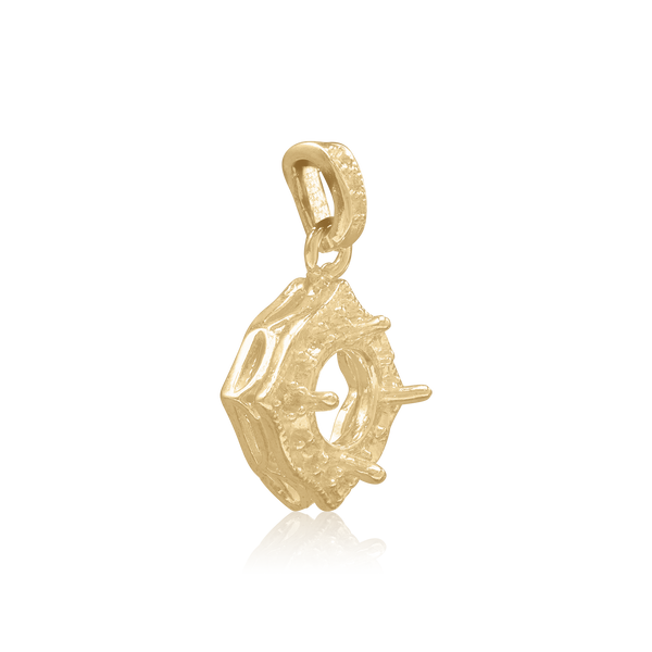 ITI NYC Round Decorative Four Prong Pendant in 14K Gold (5.20 mm - 12.00 mm)
