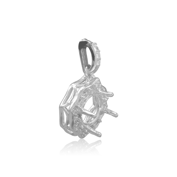 ITI NYC Round Decorative Four Prong Pendant in Sterling Silver (5.20 mm - 12.00 mm)