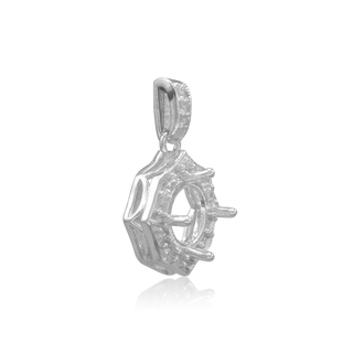 ITI NYC Round Decorative Four Prong Pendant in Sterling Silver (5.20 mm - 12.00 mm)