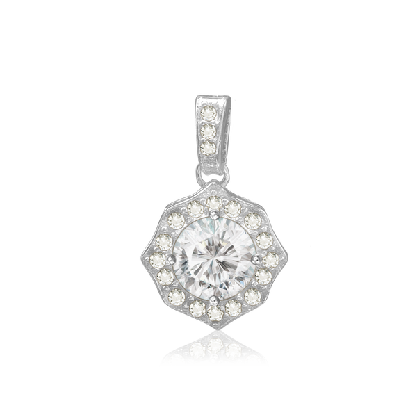ITI NYC Round Decorative Four Prong Pendant in Sterling Silver (5.20 mm - 12.00 mm)