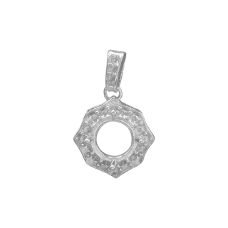 ITI NYC Round Decorative Four Prong Pendant in Sterling Silver (5.20 mm - 12.00 mm)