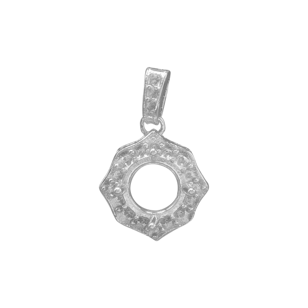 ITI NYC Round Decorative Four Prong Pendant in Sterling Silver (5.20 mm - 12.00 mm)