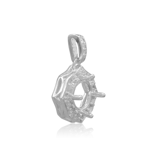 ITI NYC Round Decorative Four Prong Pendant in Sterling Silver (5.20 mm - 12.00 mm)