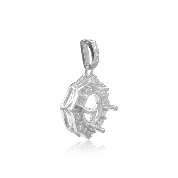 ITI NYC Round Decorative Four Prong Pendant in Sterling Silver (5.20 mm - 12.00 mm)