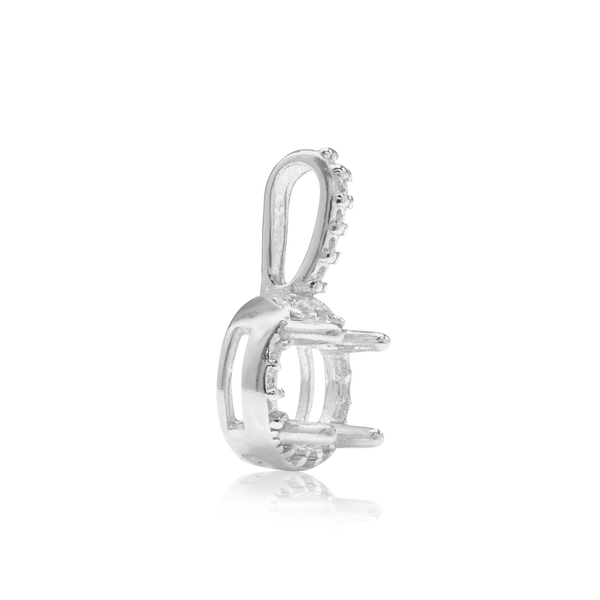 ITI NYC Round Four Prong Halo Pendant in Sterling Silver (4.50 mm - 8.00 mm)