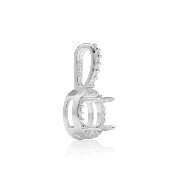 ITI NYC Round Four Prong Halo Pendant in Sterling Silver (4.50 mm - 8.00 mm)