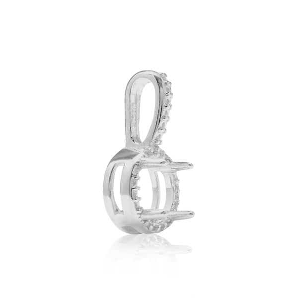 ITI NYC Round Four Prong Halo Pendant in Sterling Silver (4.50 mm - 8.00 mm)