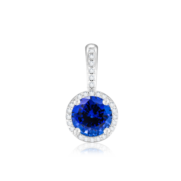 ITI NYC Round Four Prong Halo Pendant in Sterling Silver (4.50 mm - 8.00 mm)