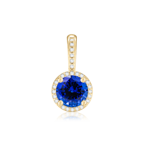 ITI NYC Round Four Prong Halo Pendant in 14K Gold (4.50 mm - 8.00 mm)