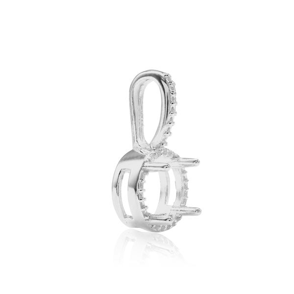 ITI NYC Round Four Prong Halo Pendant in Sterling Silver (4.50 mm - 8.00 mm)