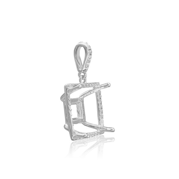 ITI NYC Square Four Prong Halo Pendant in Sterling Silver (4.50 mm - 10.00 mm)