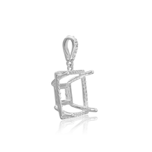 Load image into Gallery viewer, ITI NYC Square Four Prong Halo Pendant in Sterling Silver (4.50 mm - 10.00 mm)
