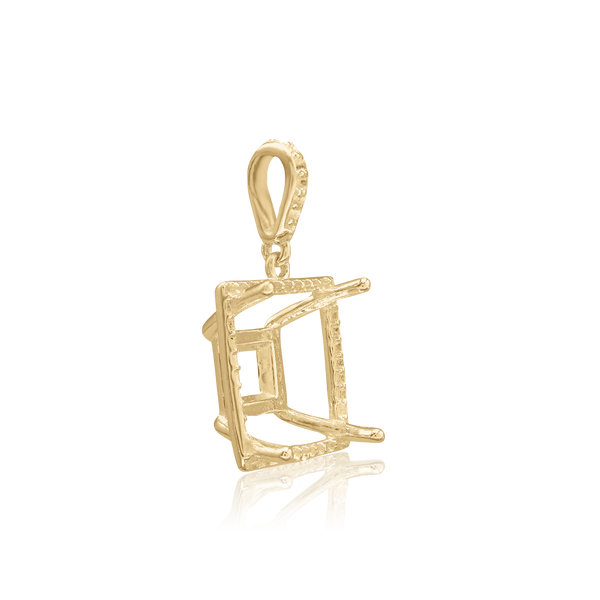 ITI NYC Square Four Prong Halo Pendant in 14K Gold (4.50 mm - 10.00 mm)