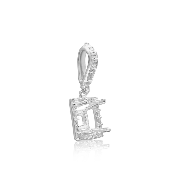 ITI NYC Square Four Prong Halo Pendant in Sterling Silver (4.50 mm - 10.00 mm)