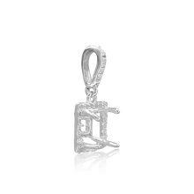 Load image into Gallery viewer, ITI NYC Square Four Prong Halo Pendant in Sterling Silver (4.50 mm - 10.00 mm)
